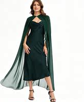 The Meibida green chiffon shawl cape for women's summer slimming long cape Halloween party outdoor stage outfit thumbnail 3