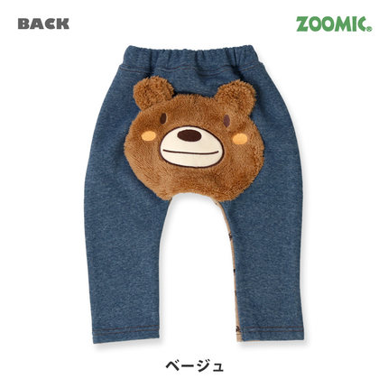 日本 ZOOMIC 小童装宝宝 2025冬 卡通毛绒小熊加绒保暖休闲裤pp裤