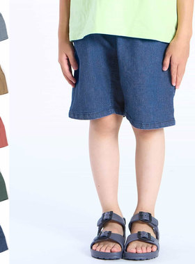 日本 FOKIDS 2026夏儿童复古纯棉彩色抽绳运动透气吸汗5分裤短裤