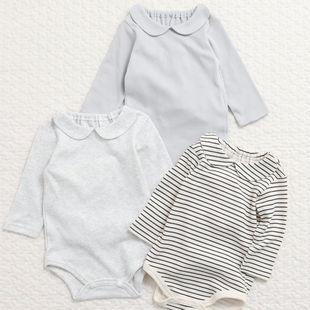 日本apreslescours 2024夏 女婴儿宝宝翻领包屁衣三角爬服连身衣