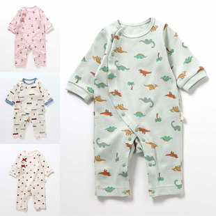 日本 apreslescours 2025春秋宝宝华夫格恐龙桃心长袖爬服连身衣