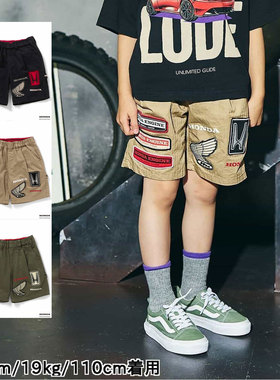 日本限定 FOKIDS 2026春夏儿童卡通本田logo透气宽松运动休闲短裤