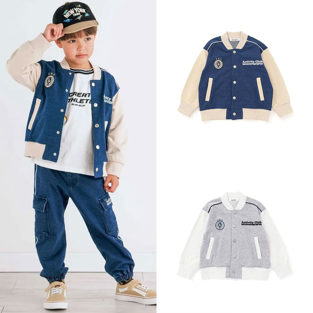 日本 SLAP SLIP 2025春儿童五角星刺绣棒球服薄外套按扣运动夹克