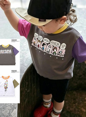 日本史努比 F.O.KIDS 2026夏儿童气球卡通小人排排坐圆领短袖T恤