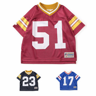 日本 breeze 2025夏儿童学院体育足篮球号码网眼速干运动短袖T恤