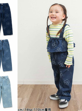 日本 BREEZE 20256春秋女童刺绣雪花宽松紧腰棉弹力休闲裤牛仔裤