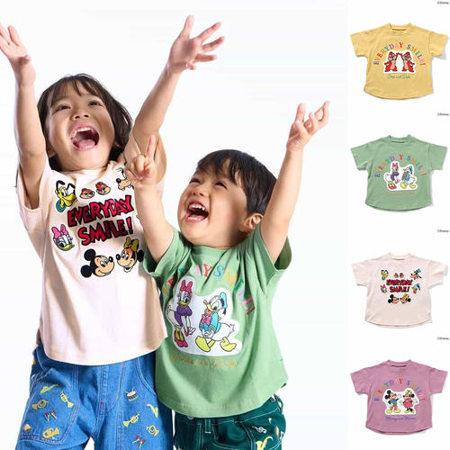 日本迪士尼 BITZ 2026春夏儿童卡通面唐老鸭米奇松鼠圆领短袖T恤