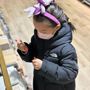 2024冬儿童防水长款 韩国北面 face north 保暖连帽拉链羽绒服 the