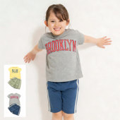 BREEZE 2025夏女童装 透气柔软布鲁克林字母T恤短裤 日本 运动套装