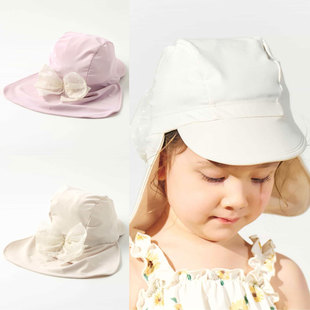 日本 apreslescours 2025夏女童游泳护颈防晒防紫外线蝴蝶结泳帽