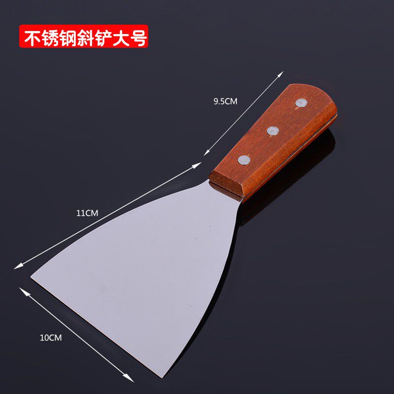 烤冷面铲子煎饼果子斜口铲刀炒酸奶铁板烧工具不锈钢煎铲牛排扒铲_虎窝淘
