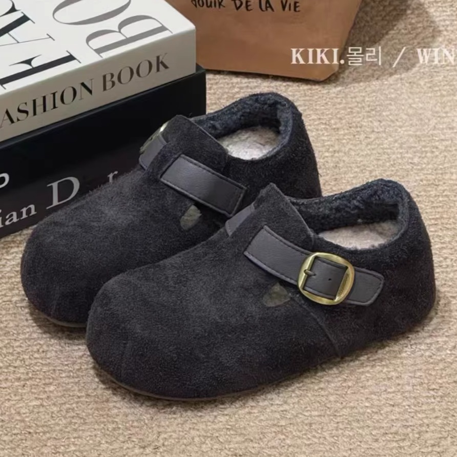复古内增高勃肯棉鞋女2025秋冬新款加绒加厚保暖休闲毛毛鞋博肯鞋