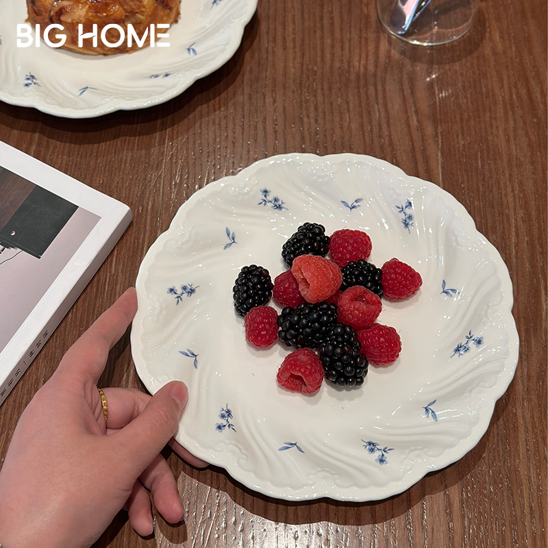 高温复古花瓣陶瓷圆盘