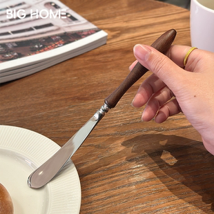 原木柄黄油刀！锯齿奶酪刀不锈钢西餐面包吐司刮刀花生果酱涂抹刀