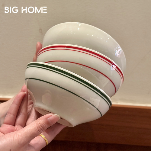 复古奶油白宽口碗！好看釉下彩吃饭碗喝粥糖水酸奶小碗宝宝辅食碗