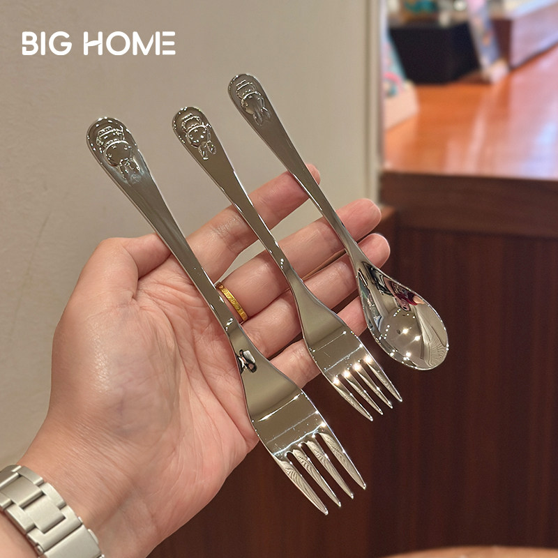 可爱兔子儿童餐具！不锈钢叉子家用高档精致蛋糕叉西餐叉吃饭勺子,餐饮具,西餐餐叉,淘宝优惠券,粉丝福利购,淘宝优惠卷