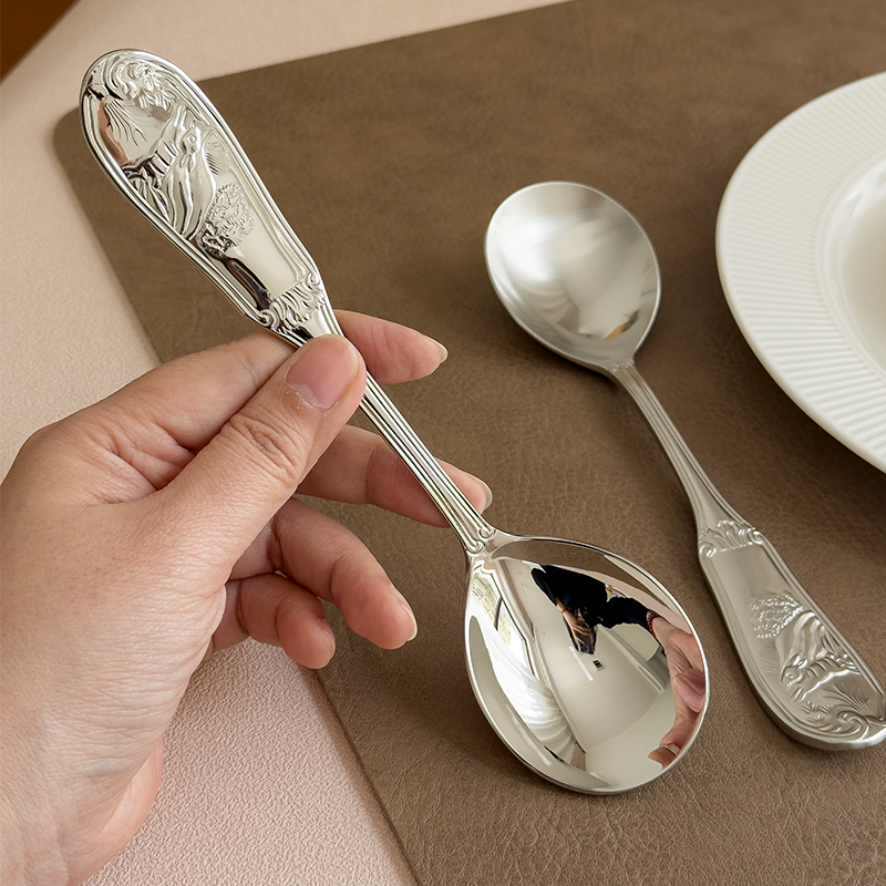 兔年兔飞猛进的干饭勺不锈钢勺子