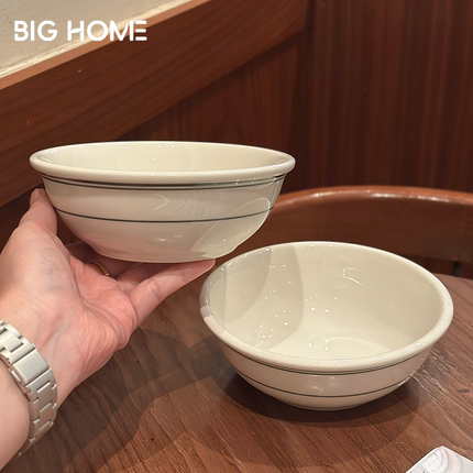 复古绿线陶瓷碗！高颜值家用儿童吃饭碗高级感水果碗釉下彩甜品碗