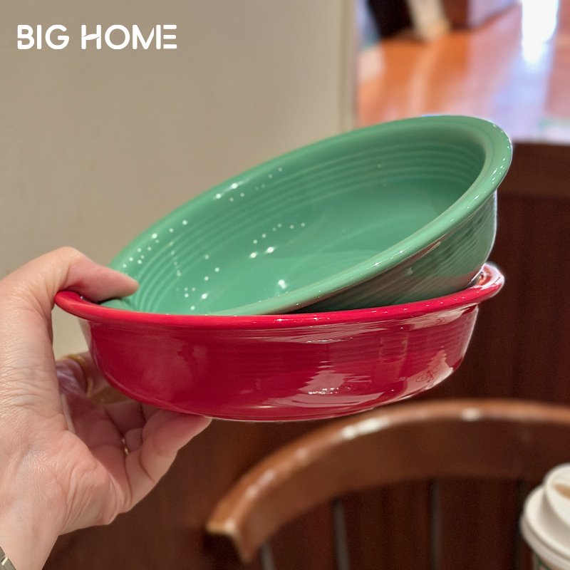 圣诞红色小汤盘深盘釉下彩餐具圆盘7寸可爱一人食小号盘子耐高温