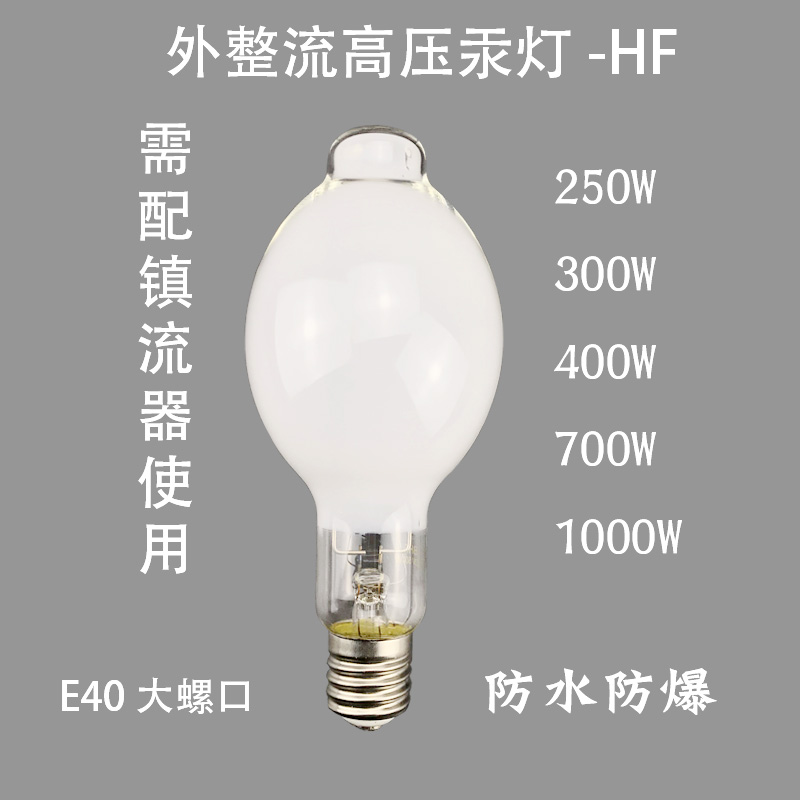 外整流高压汞灯防水水银灯HF300W400W500W1000W外镇流水银灯灯泡 家装灯饰光源 其它光源 原图主图