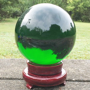 透明超大号20CM玻璃球办公室装饰开业招财球绿色人造K9水晶球摆件