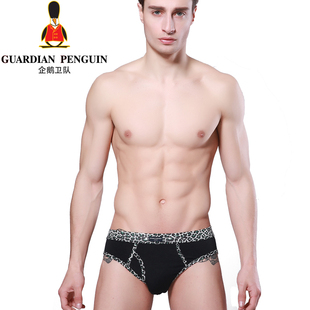 GP企鹅卫队 男士内裤莫代尔三角裤 男中腰豹纹性感内裤裤头