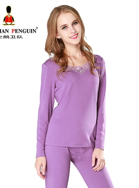 Guardian Penguin企鹅卫队蕾丝花边领中空保暖女内衣套装GWN31628