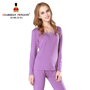 Guardian Penguin企鹅卫队蕾丝花边领中空保暖女内衣套装GWN31628