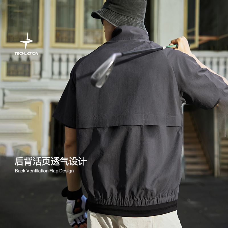 田力壮衣男装|春夏新品立领T恤杜邦CORDURA®考杜拉短袖拉链外套