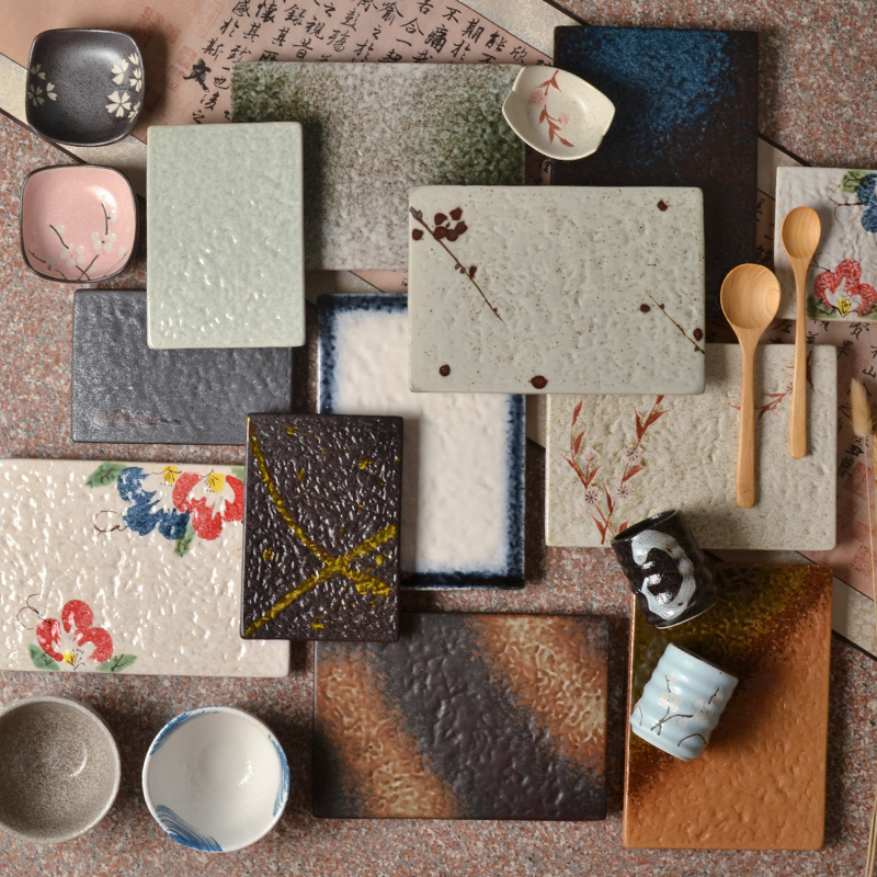 彩色9寸平盘寿司蛋糕陶瓷餐具