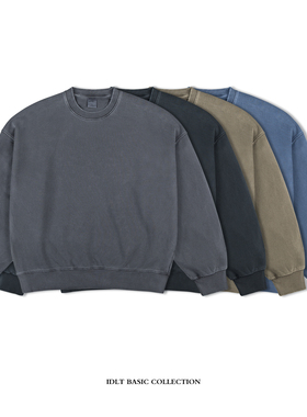 IDLT 染色炒色洗褪 420g全棉 重磅全棉卫衣廓形宽松深灰简约潮ins