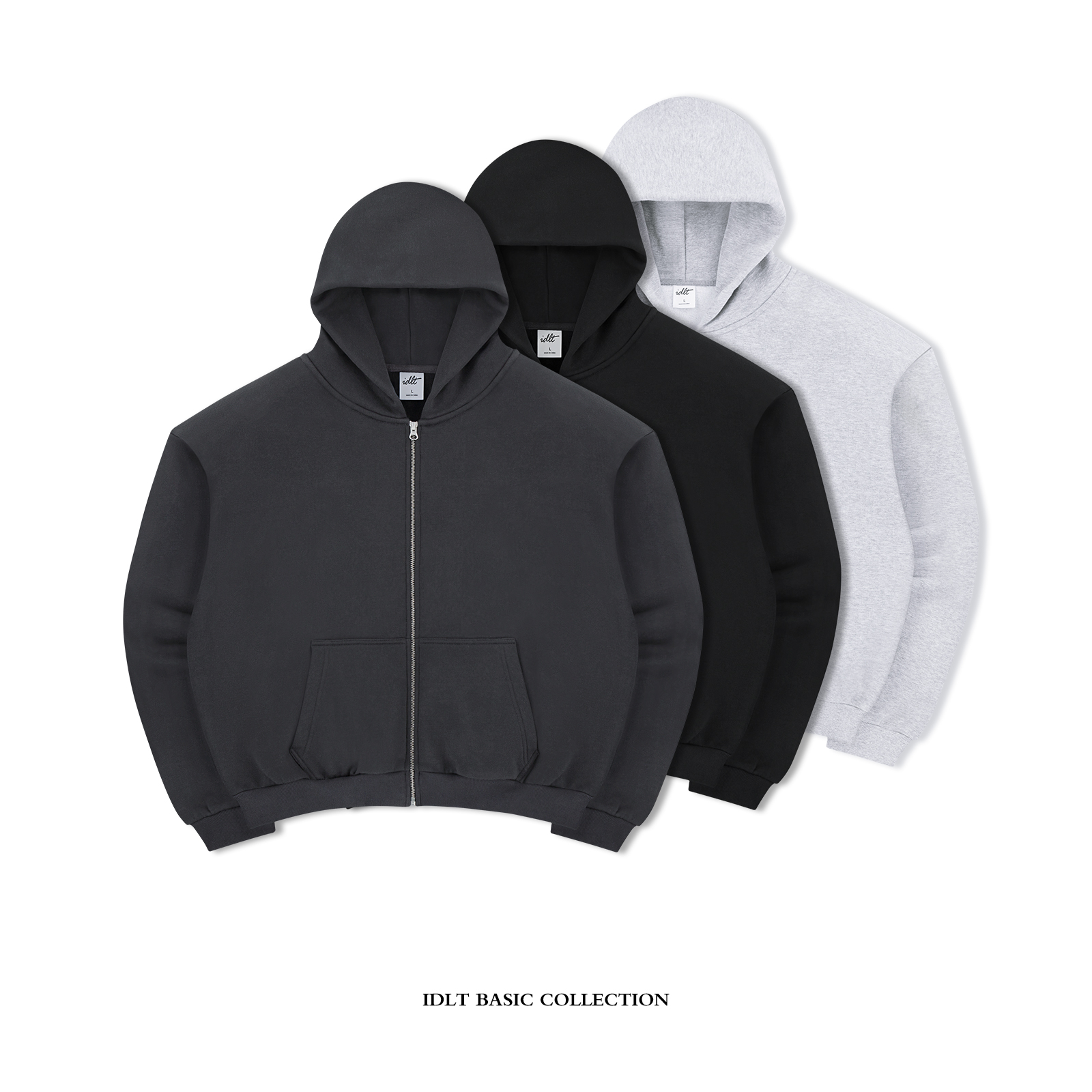 IDLT 垫肩帽衫 460g重磅绒廓形宽松短宽美式街头百搭卫衣男女同款