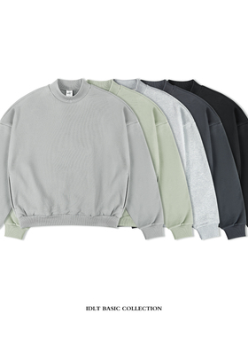 IDLT 廓形卫衣 400g 落肩半高领宽松加厚棉男女基础原创国潮 ins
