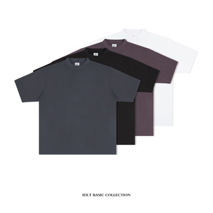 290g宽松落肩重磅全棉TEE街头男潮ins 廓形圆领T恤 IDLT 小半高领