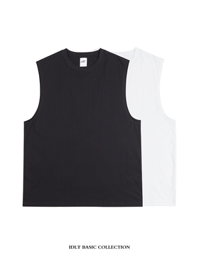 IDLT 宽松无袖T恤背心 高品质全棉TEE 百搭基础款 白色 男女潮ins