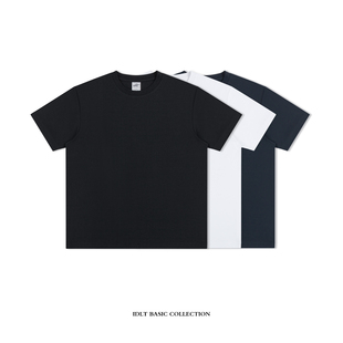 IDLT 正肩宽松「80支长绒棉」高品质液氨双面布白纯色T恤简约休闲