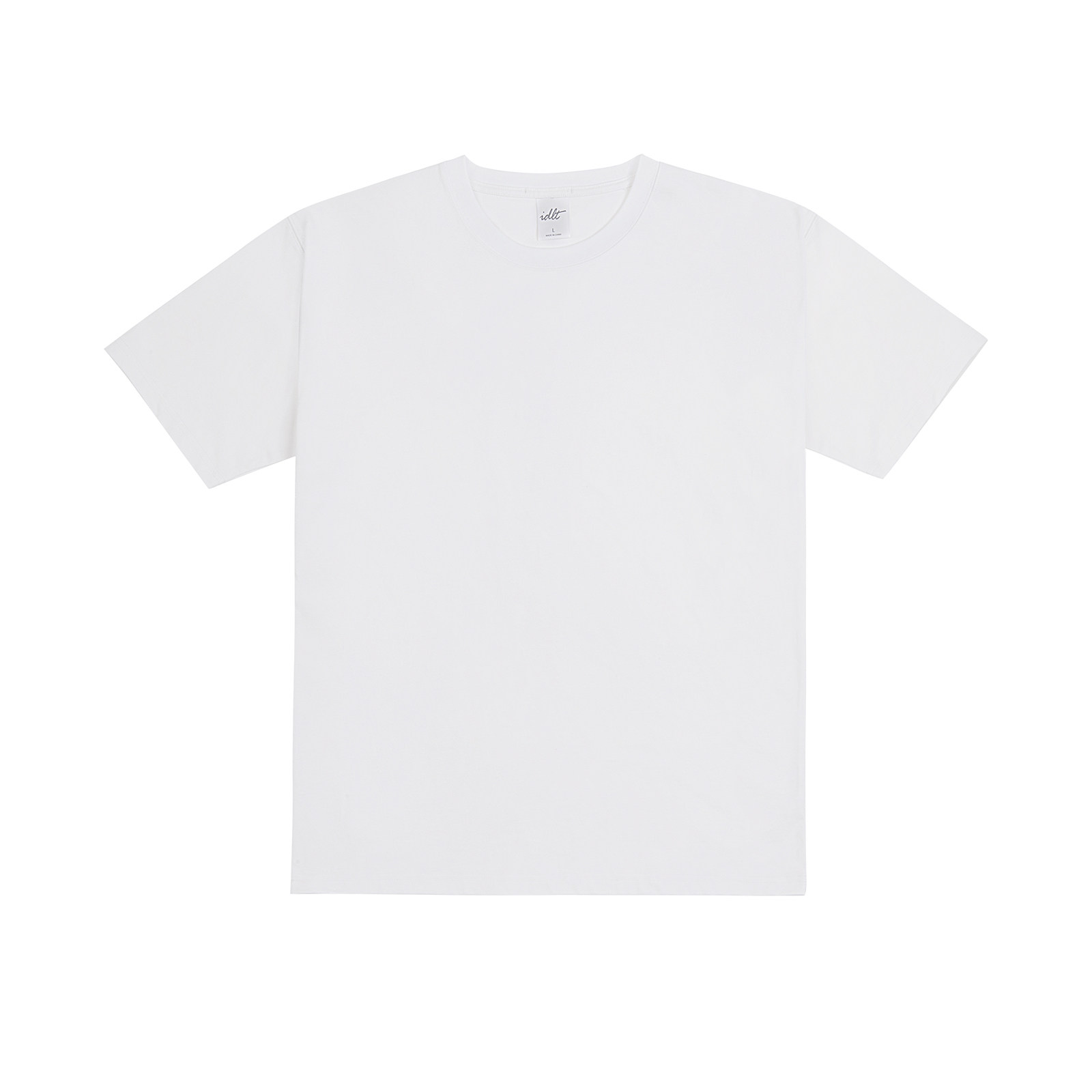 thumbnail for IDLT round neck short-sleeved T-shirt combed long velvet black and white Tee pure cotton fitting base all-match basic fashion ins