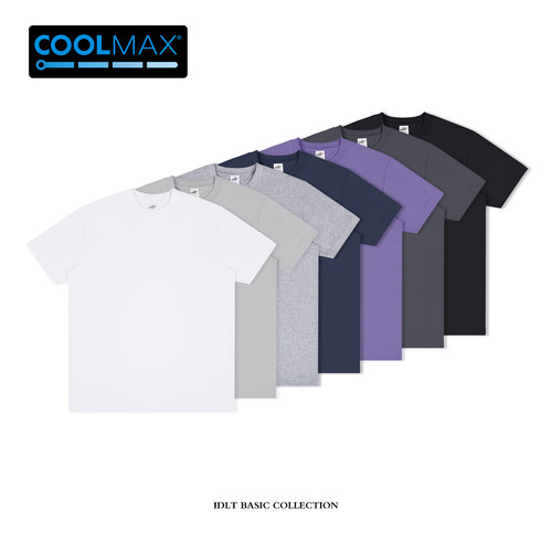 IDLT 正肩COOLMAX 宽松纯色T恤合身透气抗皱凉感抑菌防晒白CM20