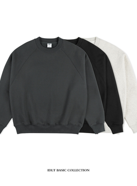 IDLT 高品质 廓形圆领卫衣 加厚加绒基础宽松百搭原创国潮保暖ins