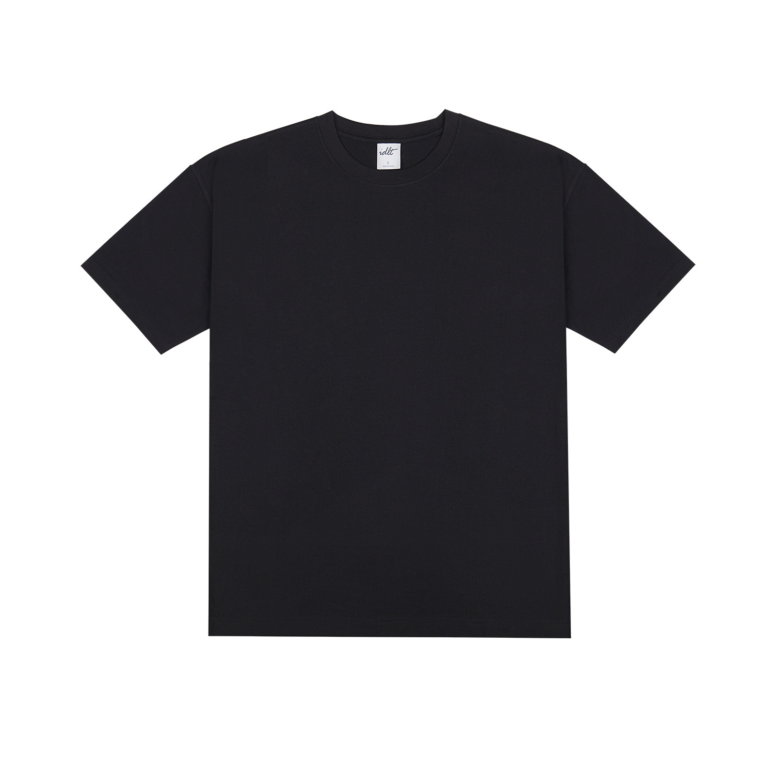 thumbnail for IDLT round neck short-sleeved T-shirt combed long velvet black and white Tee pure cotton fitting base all-match basic fashion ins