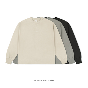 400g全棉重磅落肩圆领宽松男女基础ins 廓形卫衣 IDLT logo印花