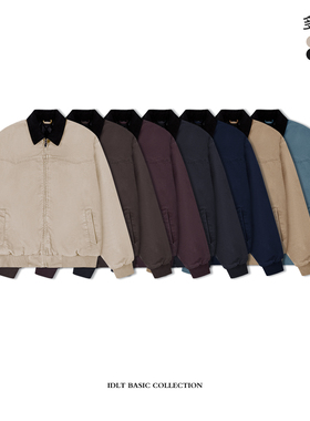 IDLT 15oz 重磅珠帆布成衣染色水洗圣达菲工装夹克厚外套宽松棉衣