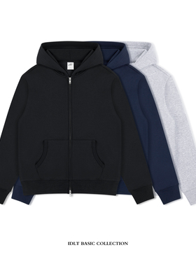 IDLT 正肩合身微宽松 加绒自发热轻量化保暖拉链连帽卫衣帽衫外套