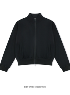 IDLT 正肩宽松短款拉链卫衣开衫420g毛圈潮短宽休闲基础百搭欧美