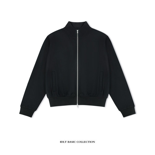 IDLT 正肩宽松短款拉链卫衣开衫420g毛圈潮短宽休闲基础百搭欧美