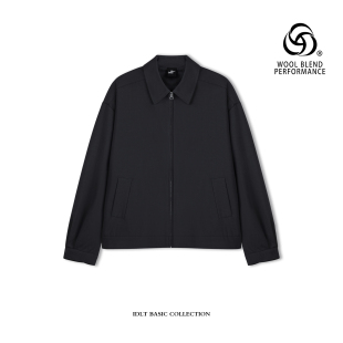 IDLT 高品质宽松廓形黑色老钱风潮男女欧美 羊毛翻领夹克拉链外套