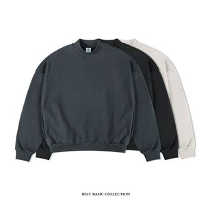 落肩半高领宽松男女基础原创国潮ins 400g全棉毛圈 IDLT 廓形卫衣