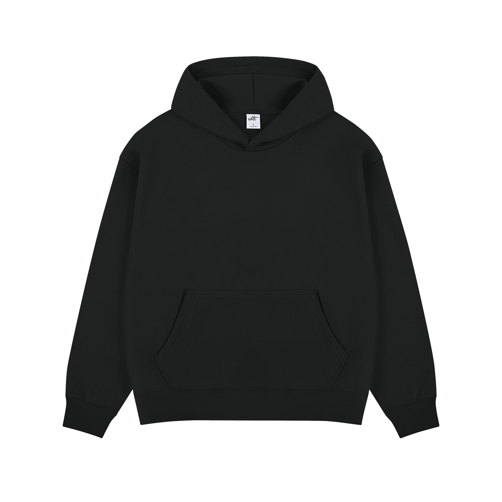 thumbnail for Idlt Short Wide Fit 410g Loose Pullover Hoodie Boxy Gray Hooded Sweatshirt Simple Casual American Style Trendy