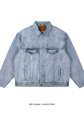 IDLT 【廓形】重磅牛仔夹克外套宽松高品质 男女水洗蓝色工装 潮