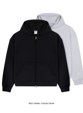 IDLT 高品质空气层 短宽版型宽松拉链帽衫BOXY连帽卫衣简约休闲潮